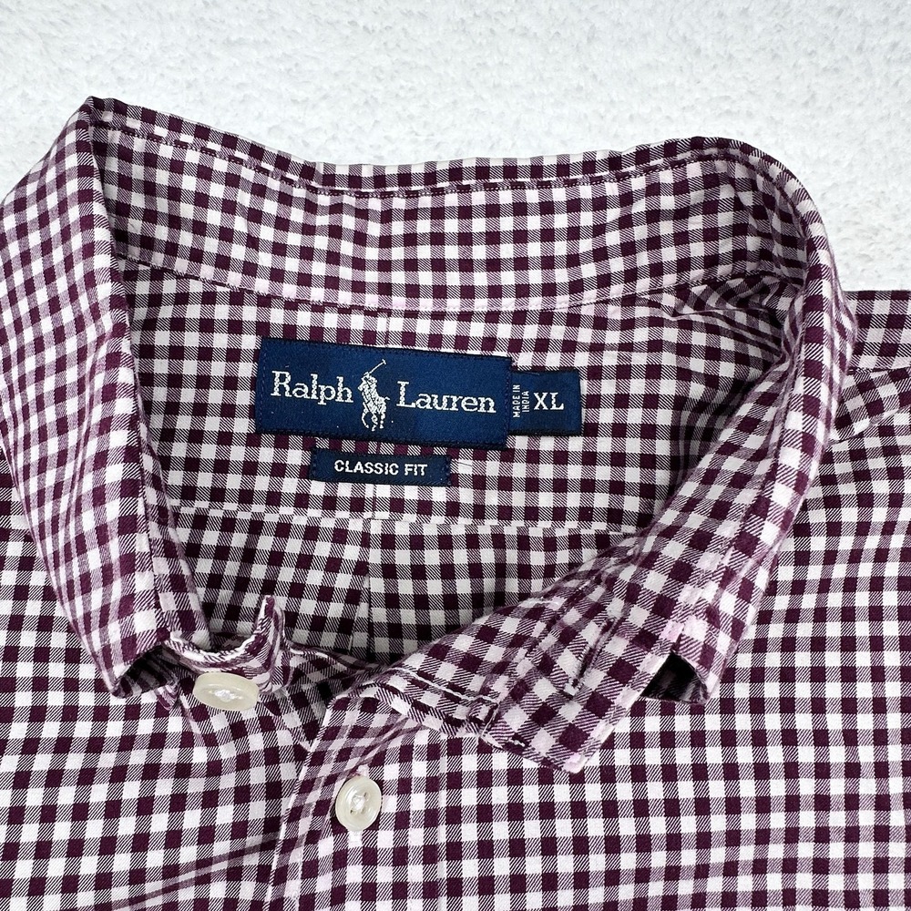 Ralph Lauren Shirt Mens XL Purple Check Button Down Long Sleeve Classic‎ Fit - Picture 4 of 5